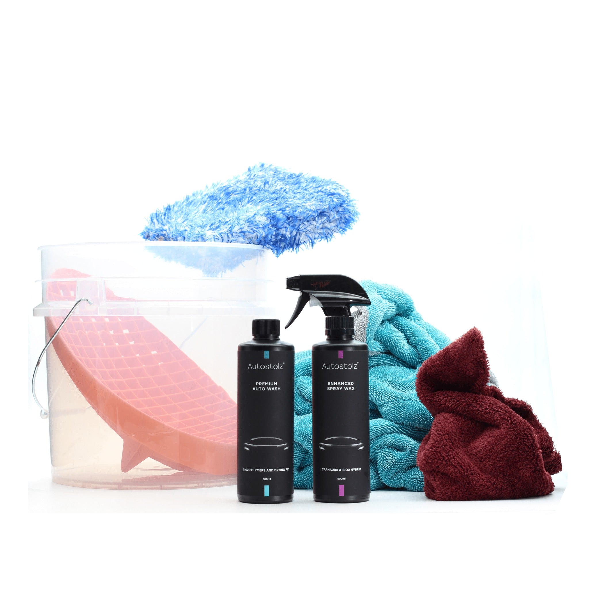 Autostolz Complete Car Wash Kit – Sunset Orange Mitt Slide
