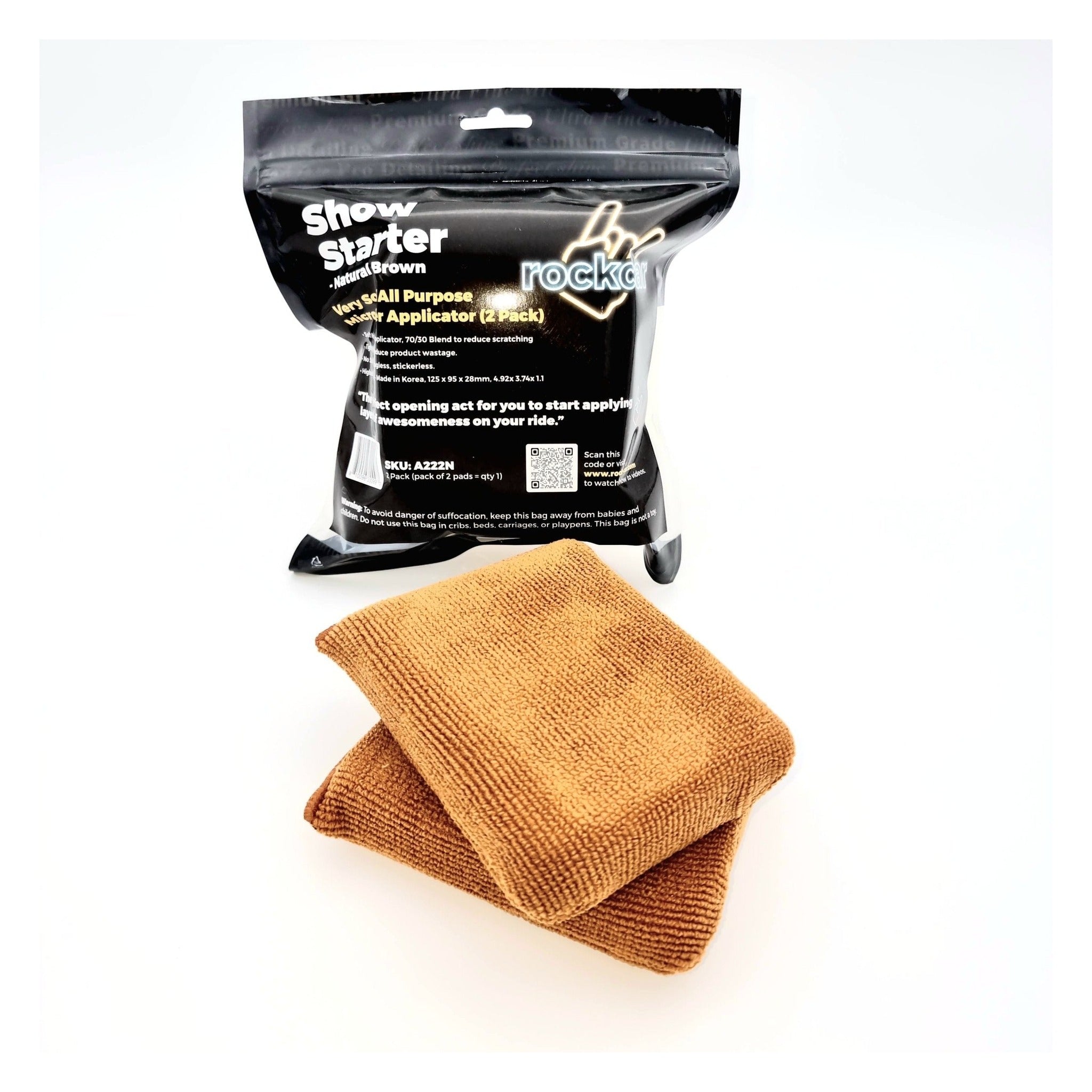 RockCar Show Starter Applicator, Natural Brown, 2 Pack