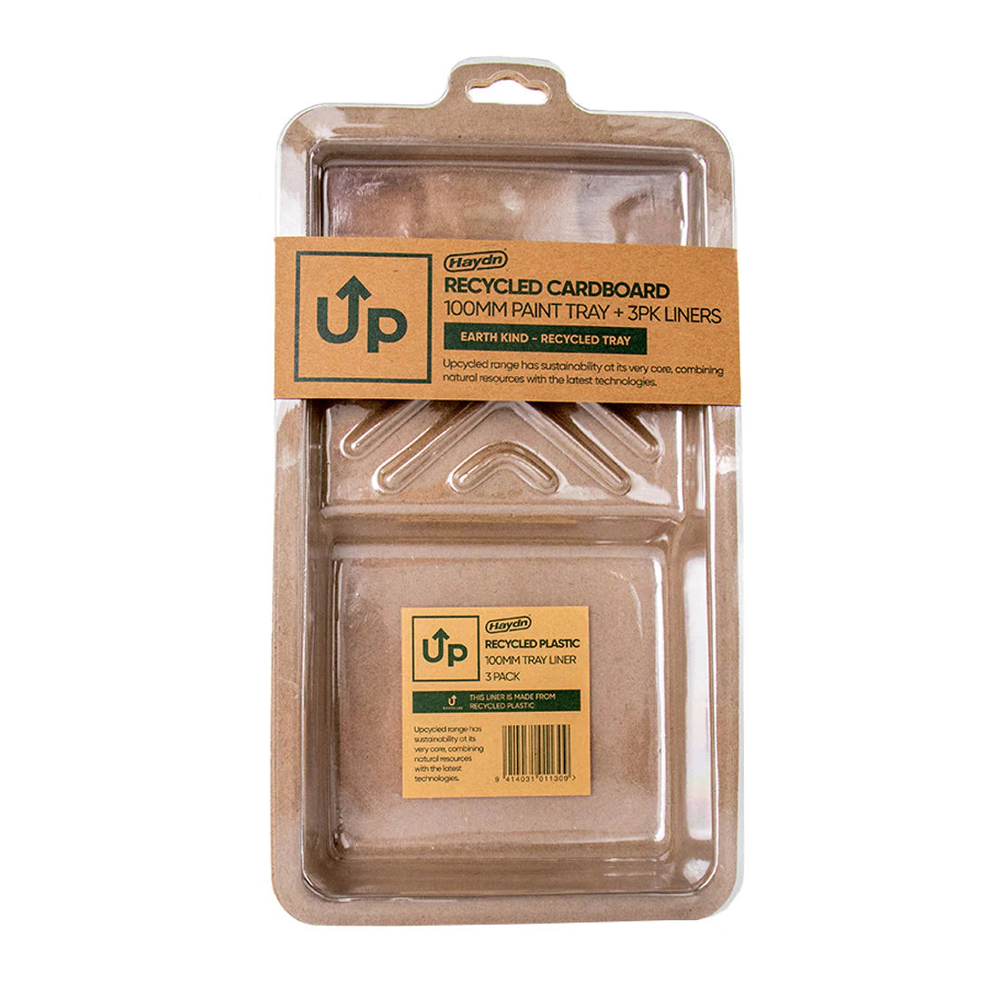Haydn UP Recycled Cardboard 100mm Paint Tray + 3 Pack Liners