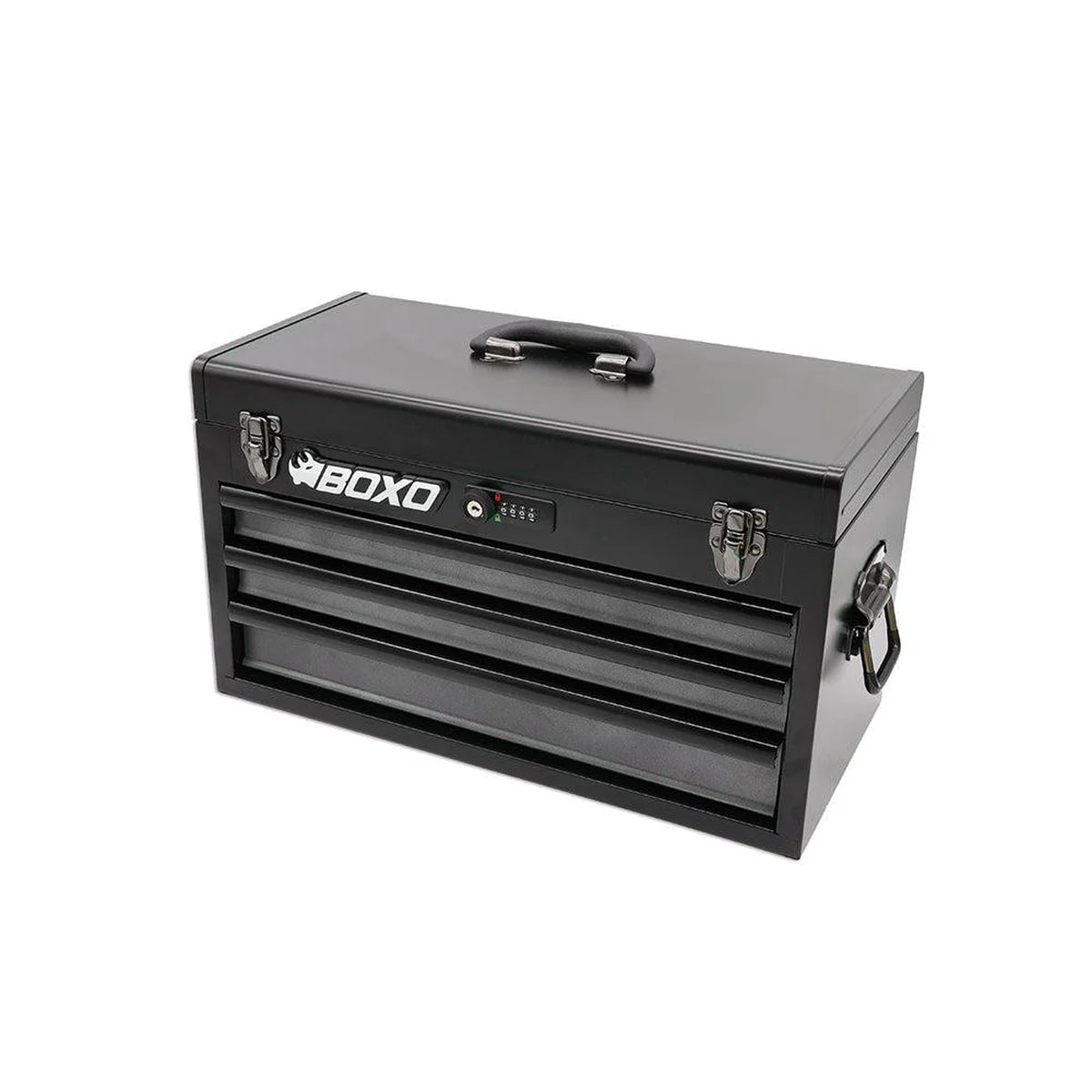 20" 3-Drawer Portable Steel Tool Box | Black/Blue