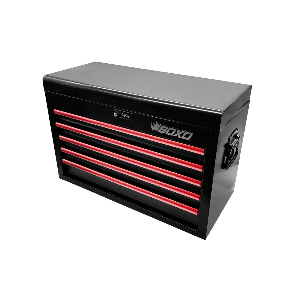 MotoBox | 103-Piece Metric Motorcycle Tool Set with 5-Drawer Hand Carry Tool Box - Black, Red