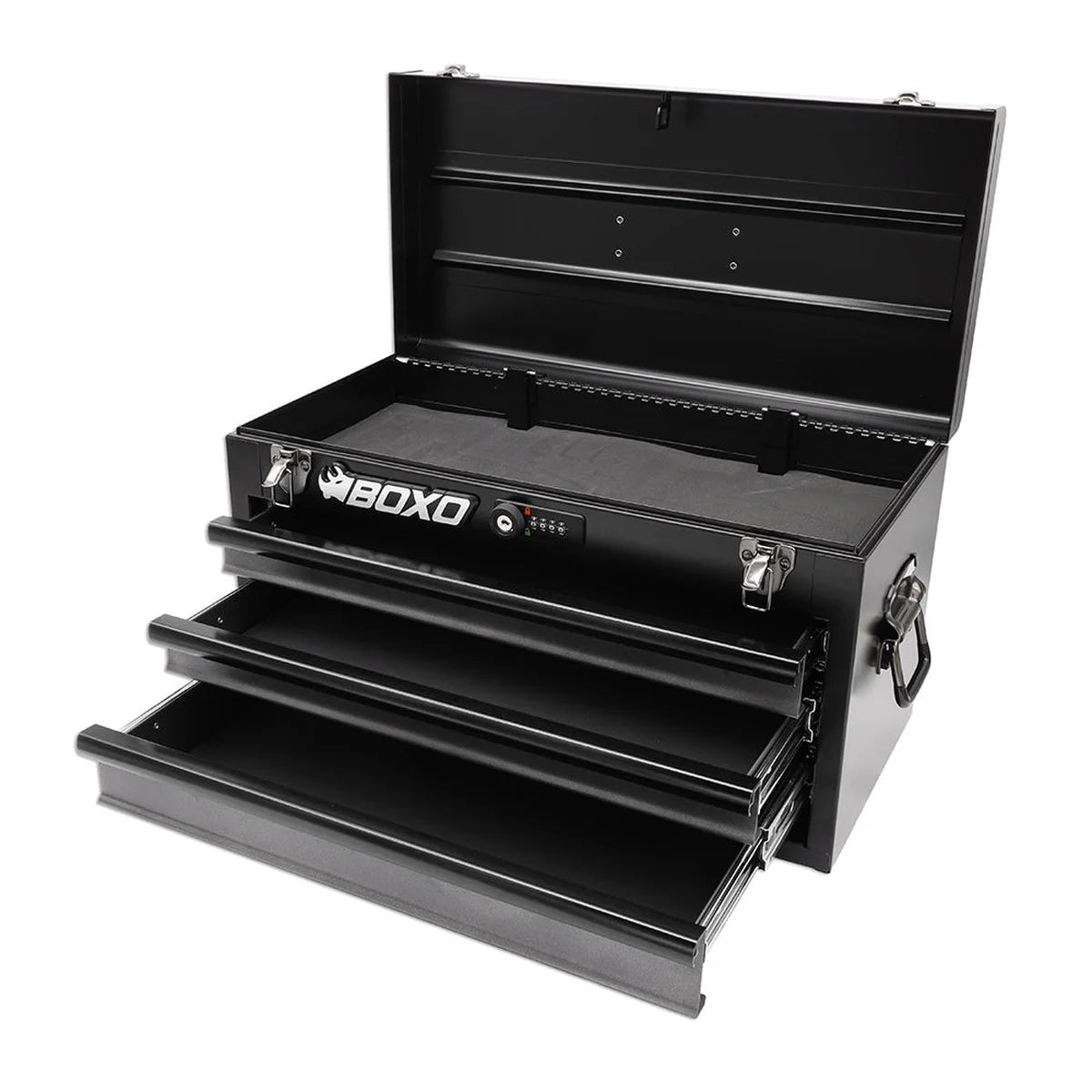 20" 3-Drawer Portable Steel Tool Box | Black/Red