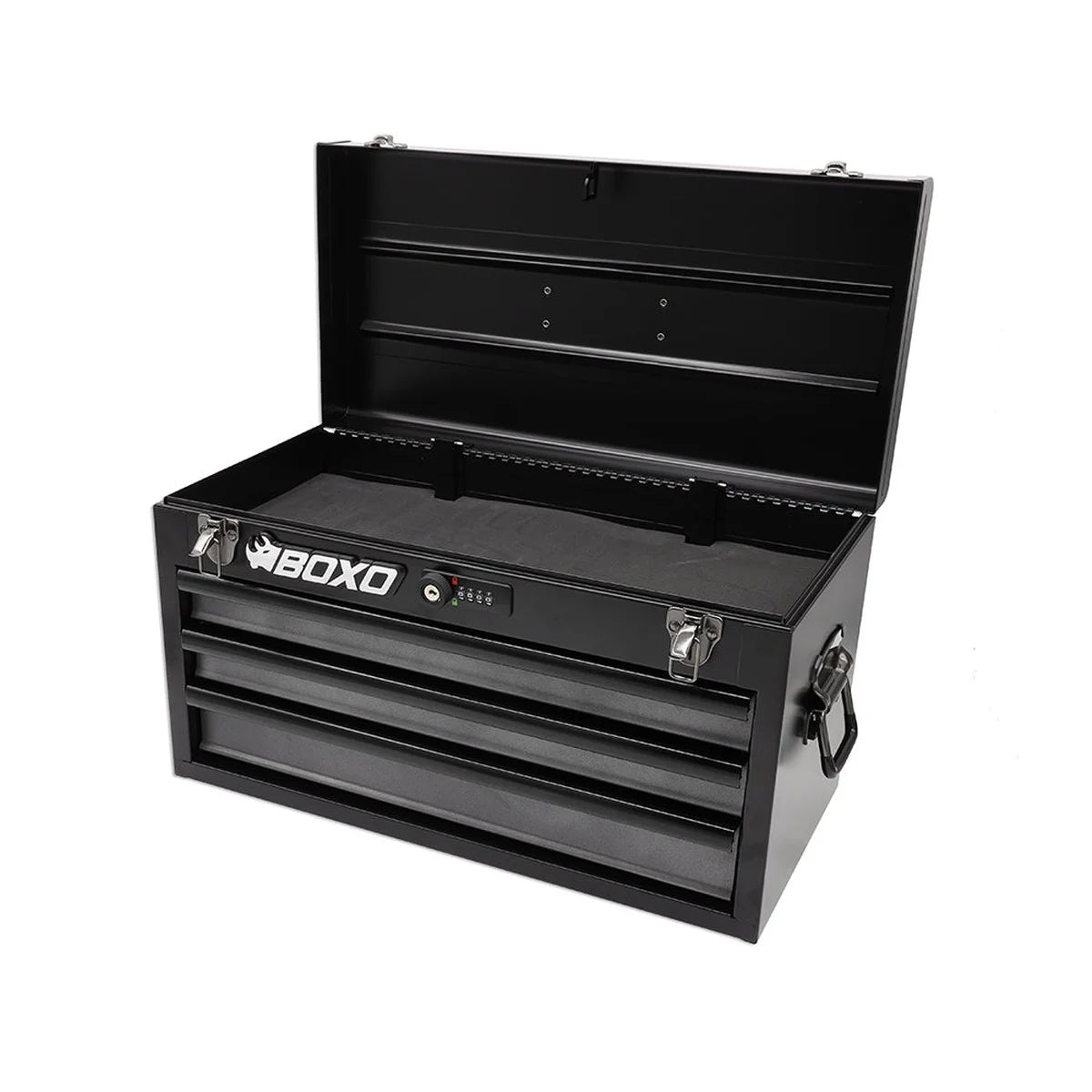 20" 3-Drawer Portable Steel Tool Box | Black/Red