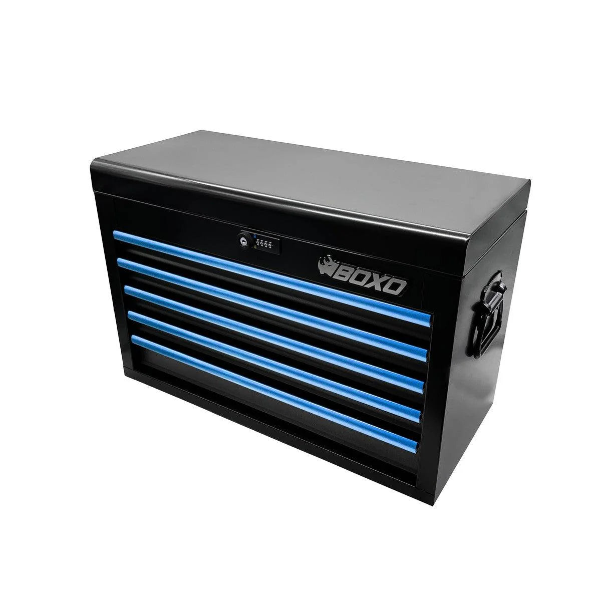 MotoBox | 103-Piece Metric Motorcycle Tool Set with 5-Drawer Hand Carry Tool Box - Black, Blue