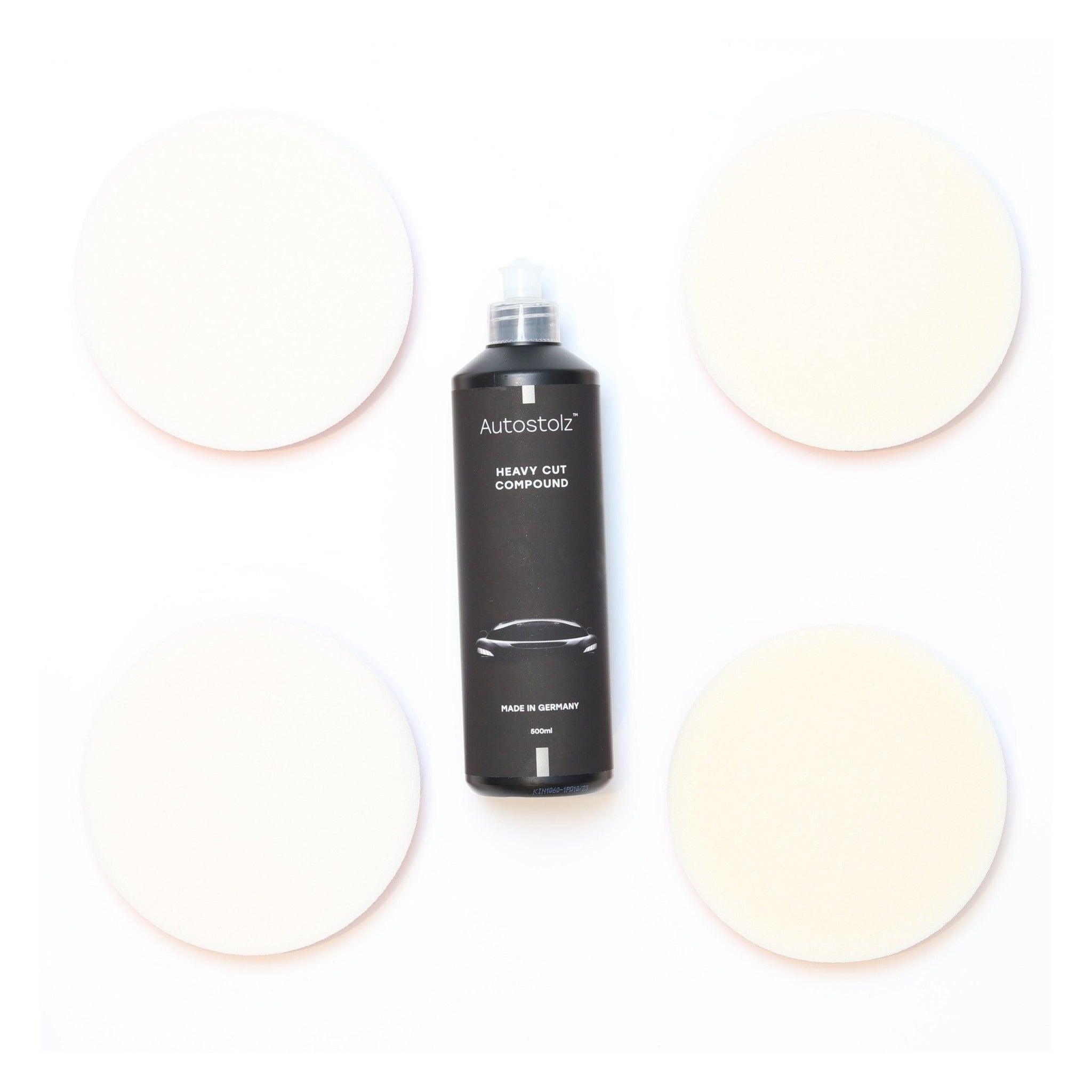 Autostolz Heavy Cut Pad & Compound Kit – 4 Pads + 500ml