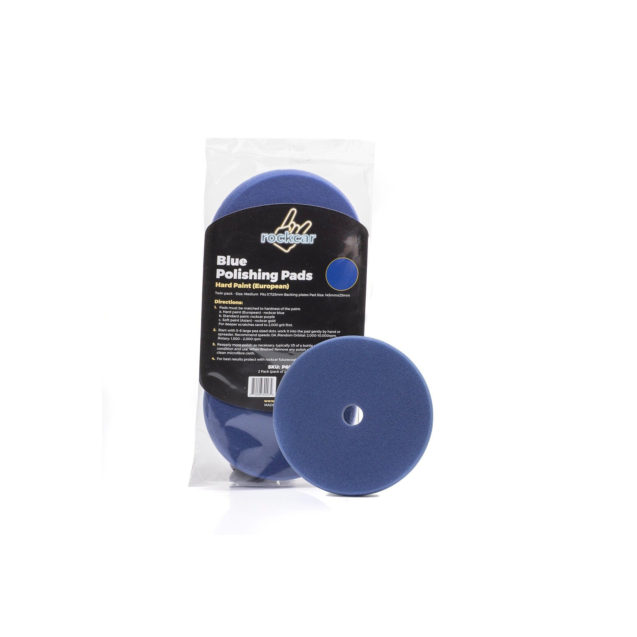 Autostolz Blue Hard Paint Polishing Pad 145 x 25mm, 2 Pack