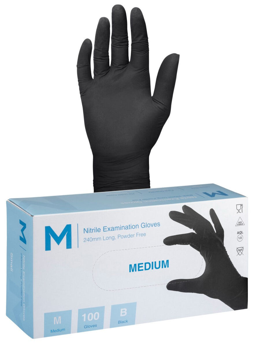 Black Nitrile Glove Medium Box 100