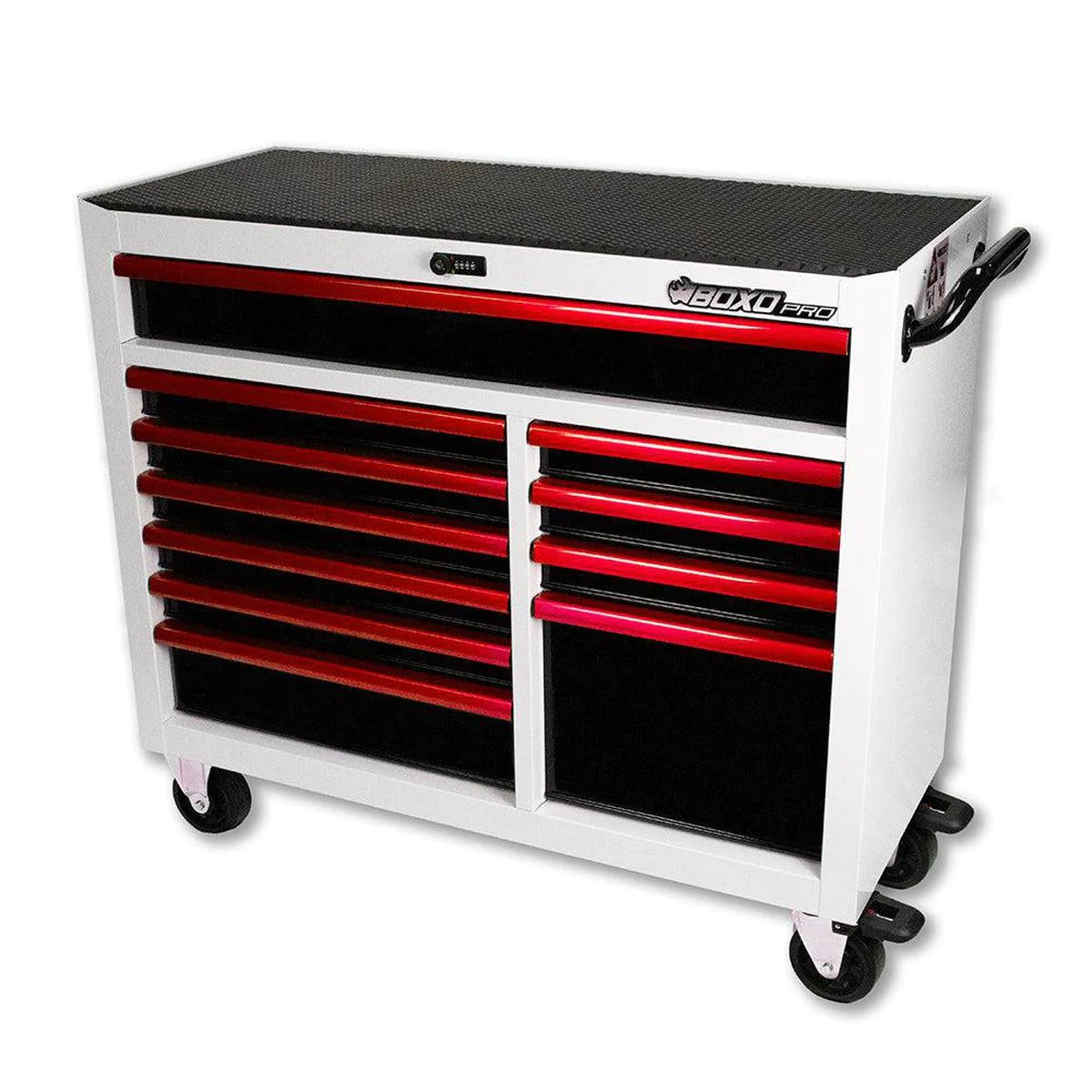 45" 11-Drawer Pro Series Bottom Roll Tool Cabinet White/Red