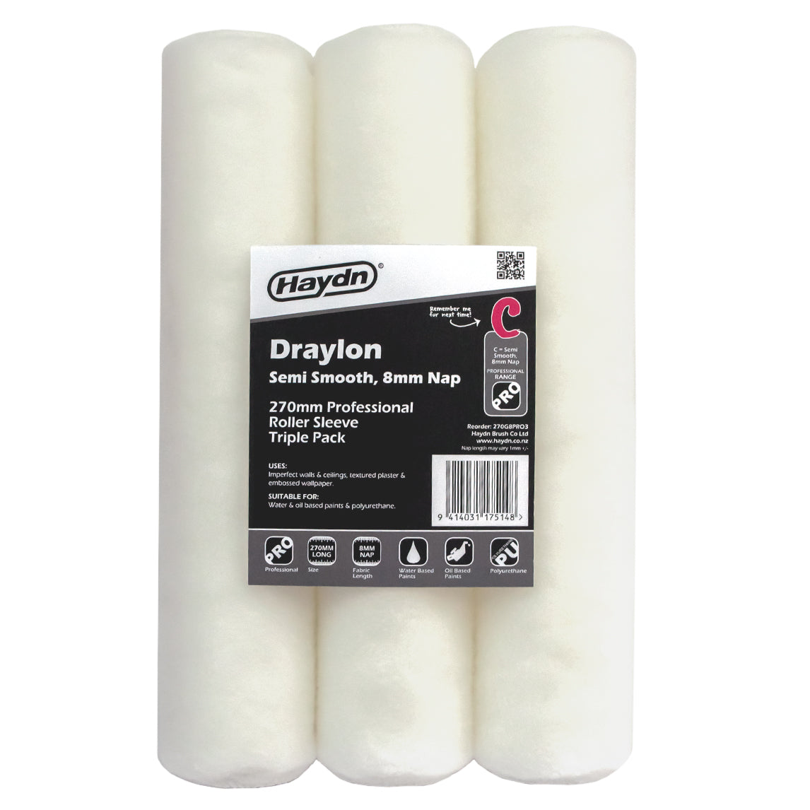 Professional Draylon 8mm Semi Smooth Roller Sleeve