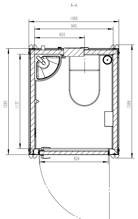 Illustrative floor layout for Mobile Single Toilet with Hand Basin